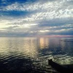 blue sky over water